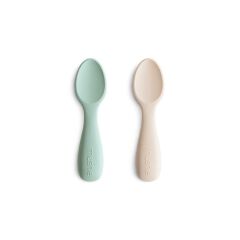 Mushie İkili Silikon Kaşık. - Cambridge Blue/Shifting Sand