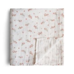 Mushie Organik Müslin Örtü / Kundak - Pink Flowers